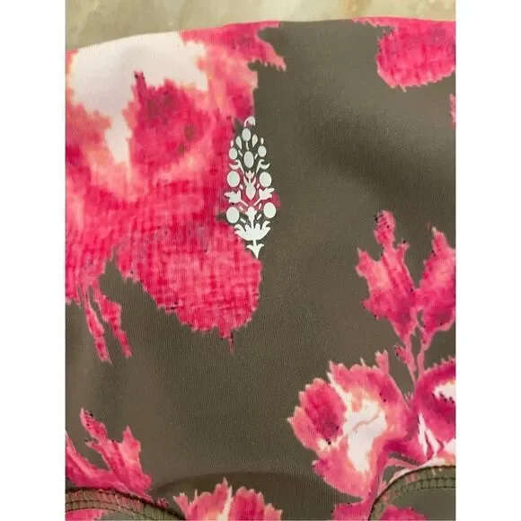 NWOT Free People Leggings Dusty Military Pink Floral Combo, S - Picture 4 of 7